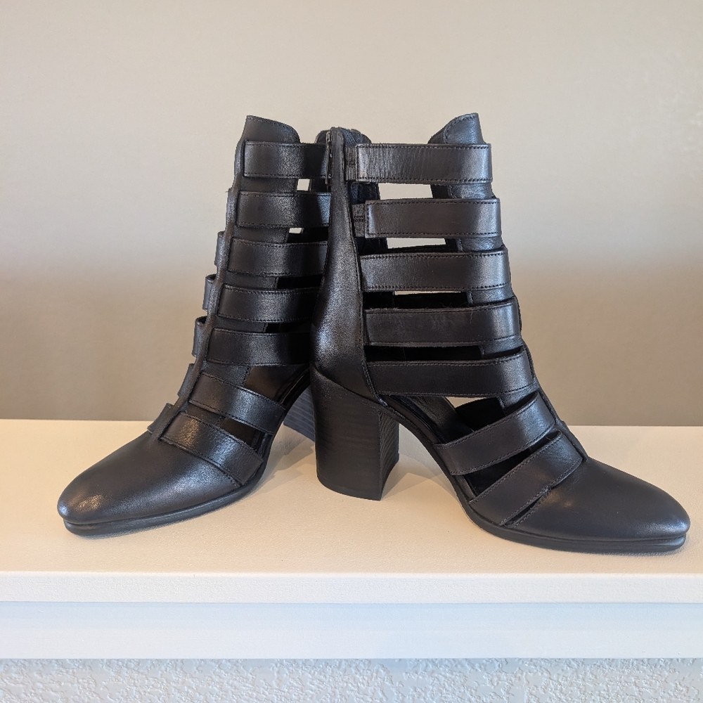 Vintage Foundry Co. Black Strappy Ankle Boots